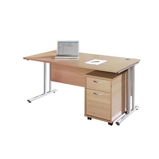 Picture of Maestro Desking - Straight Desk Bundle with 2 Drawer Pedestal - White Worktop